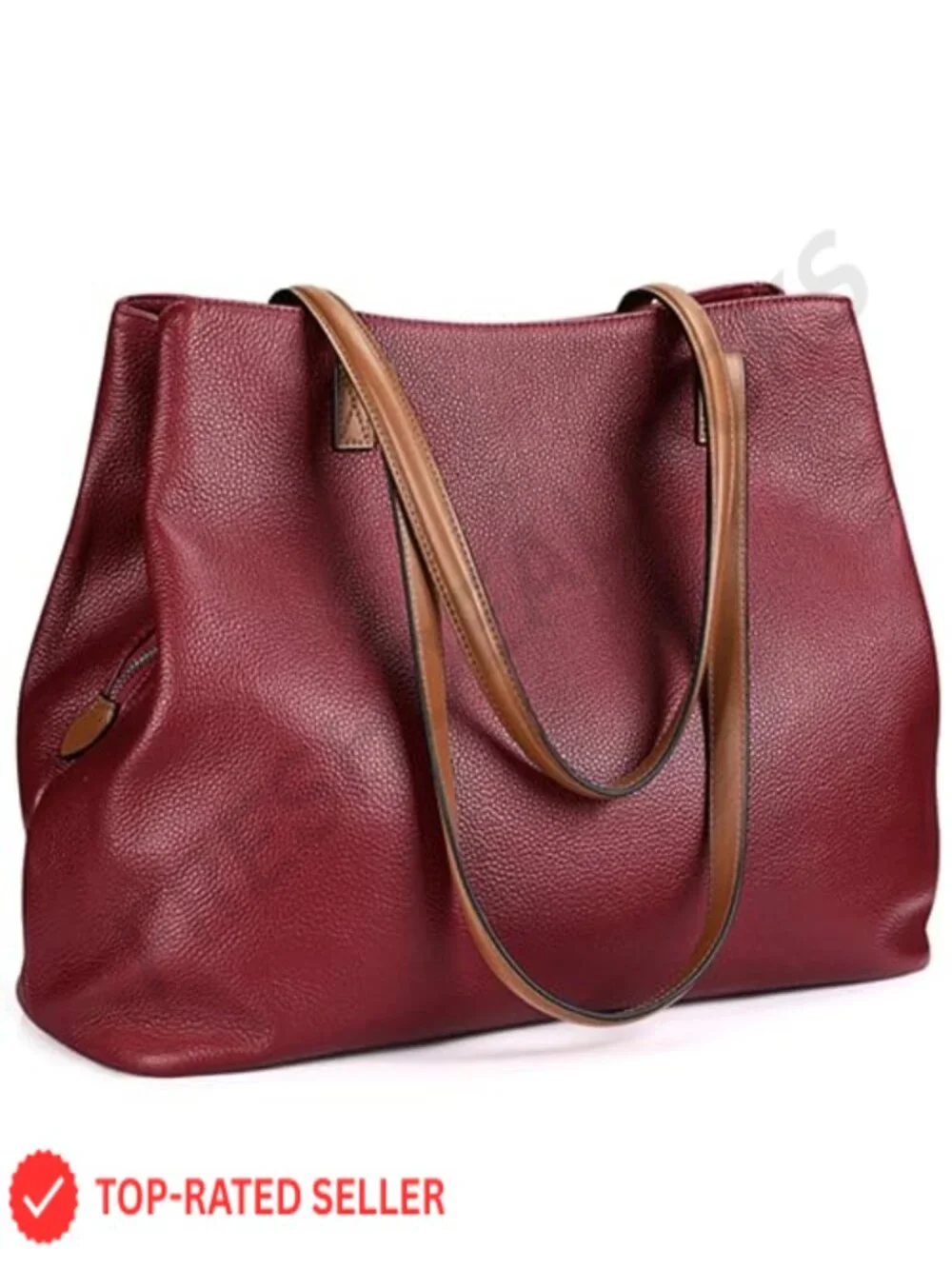 Genuine Leather Soft Hobo Shoulder Bag Large Capacity Fits 13 Laptop